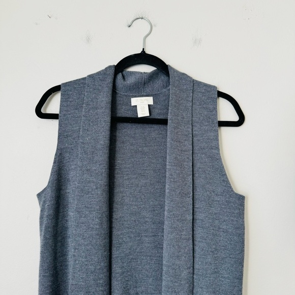 St. Tropez west gray long vest cardigan extra fine merino wool blend woman’s M - Picture 2 of 9